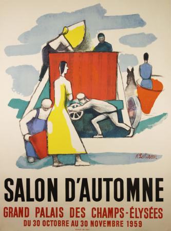  Affiche Ancienne Originale Salon d'automne 1959 - les vendanges Par R. Lotiron - 14329093241183.jpg