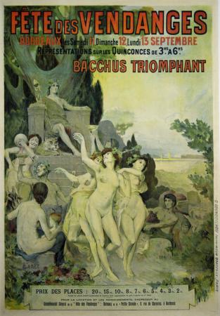  Affiche Ancienne Originale Fete des Vendanges, Bordeaux, Bacchus triomphant Par L.Garée - 14331525981369.jpg