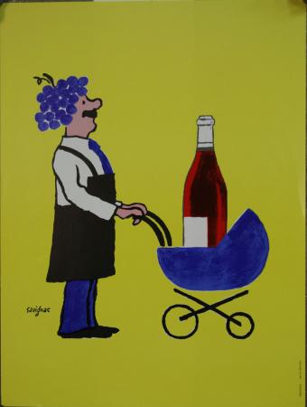  Affiche Ancienne Originale Buvons ici le vin nouveau Par Savignac - 14331560701919.jpg
