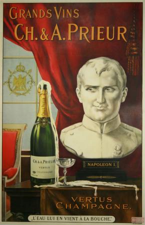  Affiche Ancienne Originale Grands vins CH. & Prieur, Vertus Champagne Par Anonyme - 14331724061573.jpg