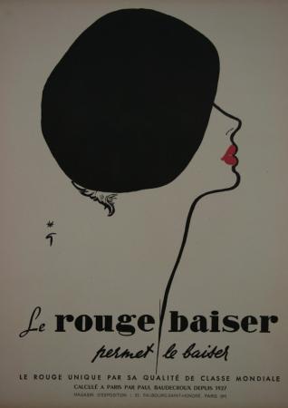  Affiche Ancienne Originale Rouge Baiser Permet le baiser Par René Gruau - 1257435823787.jpg