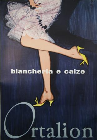  Affiche Ancienne Originale Ortalion - Biancheria e Calze Par René Gruau - 1257436563405.jpg