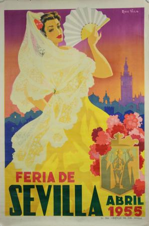  Affiche Ancienne Originale Feria de Sevilla, abril 1955 Par Ruiz Vela - 14485572601278.jpg