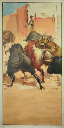  Affiche Ancienne Originale Corrida avant la lettre Par Reus J. - 1448557316328.jpg