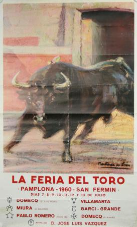  Affiche Ancienne Originale La Feria del Toro, Pamplona 1960-San Fermin Par Martinez de Léon - 1448557443493.jpg