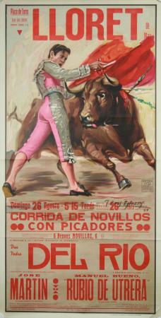  Affiche Ancienne Originale Lloret de Mar, corrida de Novillos, Don Pedro Del Par Cross Estrems J. - 1448557494279.jpg