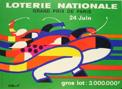  Affiche Ancienne Originale Loterie Nationale, Grand prix de Paris Par Bernard Villemot - 1433778299471.jpg