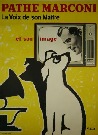  Affiche Ancienne Originale Pathé Marconi, la voix de son Maître et son imag Par Bernard Villemot - 14337783491726.jpg