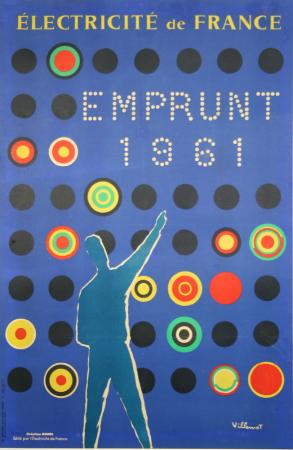  Affiche Ancienne Originale Electricité de France - Emprunt EDF 1961 Par Bernard Villemot - 1433778751256.jpg