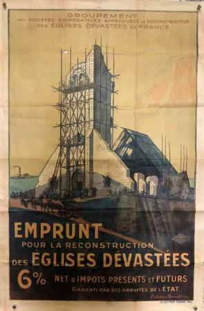  Affiche Ancienne Originale Emprunt pour la reconstruction des églises Par Delarue - Nouvellière - 12925009931277.jpg