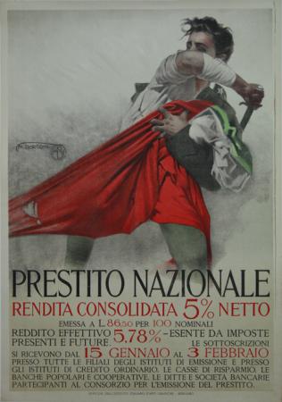  Affiche Ancienne Originale Prestito Nazionale, rendita consolidata 5 % netto Par M. Borgoni - 13496889971636.jpg