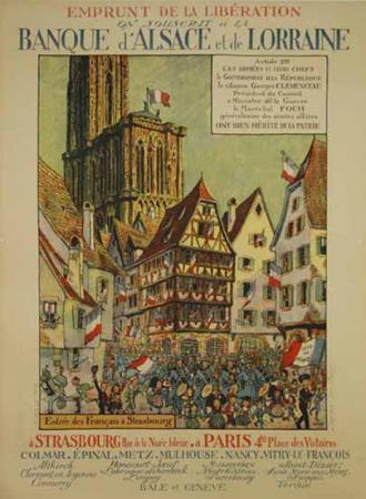  Affiche Ancienne Originale Entrée des Français à Strasbourg, Banque d'Alsa Par Hansi - 13496890141977.jpg