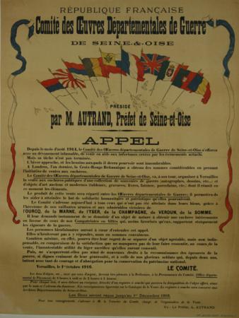  Affiche Ancienne Originale Comité des œuvres de guerre de Seine-&-Oise Par Texte - 13496891191804.jpg