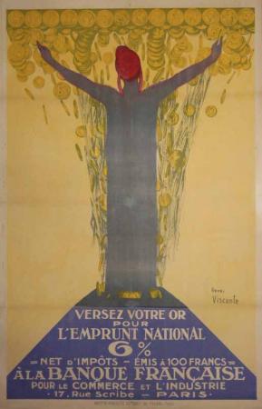  Affiche Ancienne Originale Versez votre or, Banque Française Par Henri Visconte - 16011169181598.jpg