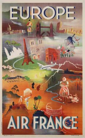  Affiche Ancienne Originale Air France Europe Par Falcucci - 143436046315.jpg