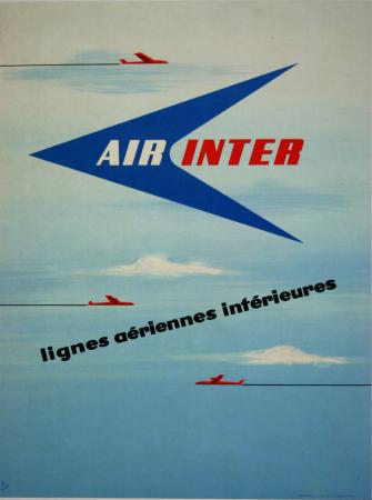  Affiche Ancienne Originale Air Inter - Lignes aeriennes interieures Par Alex - 14343608031894.jpg