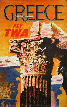  Affiche Ancienne Originale Greece, Fly TWA Par David - 1434361816851.jpg