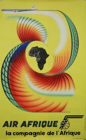  Affiche Ancienne Originale Air Afrique, la compagnie de l'Afrique Par M. Hermerel - 14343626171628.jpg