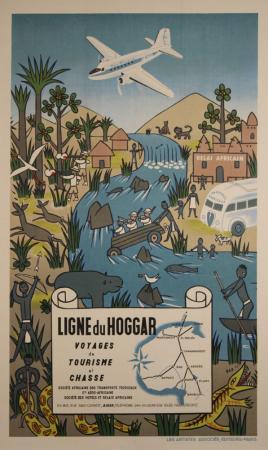  Affiche Ancienne Originale Ligne du Hoggar, Tourisme et Chasse Par DAD - 14343644581043.jpg