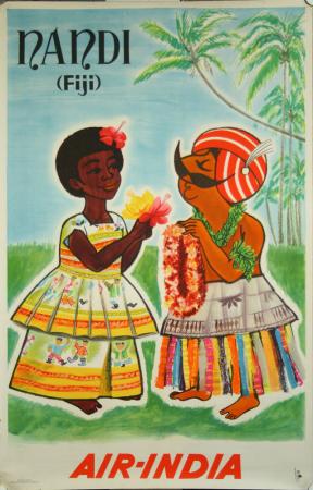  Affiche Ancienne Originale Air India, Nandi ( Fiji) Par Ano - 1434364615223.jpg