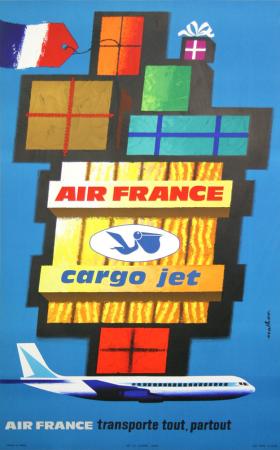  Affiche Ancienne Originale Air France, Cargo Jet Par Nathan - 14343647331988.jpg