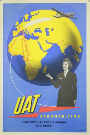  Affiche Ancienne Originale UAT Aéromaritime Par M. Pechnard - 14343650291907.jpg