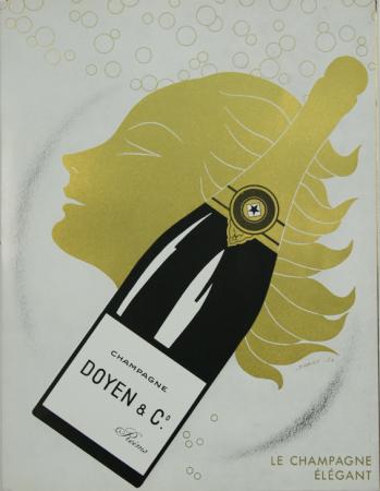  Affiche Ancienne Originale 36. Verre avec bulles sur fond or Par  - 12898268651259.jpg