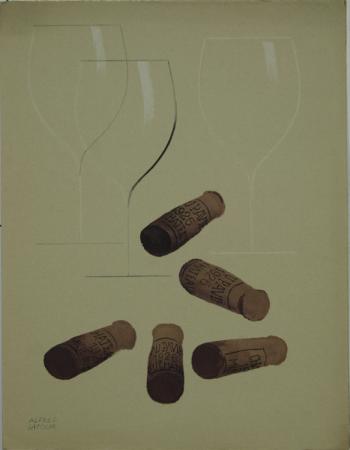  Affiche Ancienne Originale 47. Verres et bouchons du Château Pavie 1926 Par Alfred Latour - 1289827110275.jpg