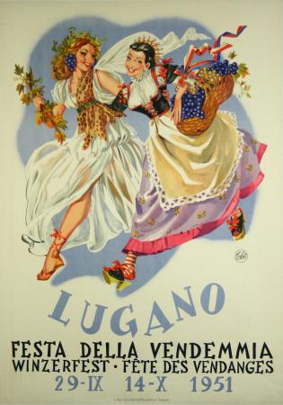  Affiche Ancienne Originale Lugano, Fête des vendanges Par Esbe - 1433583240787.jpg