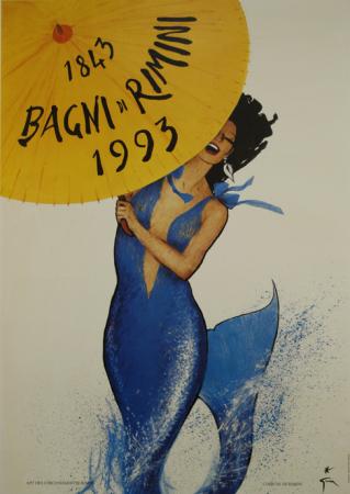  Affiche Ancienne Originale Bagni di Rimini 1843-1993 Par René Gruau - 12574369801949.jpg