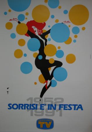  Affiche Ancienne Originale Sorrisi è in festa Par René Gruau - 12574371251573.jpg